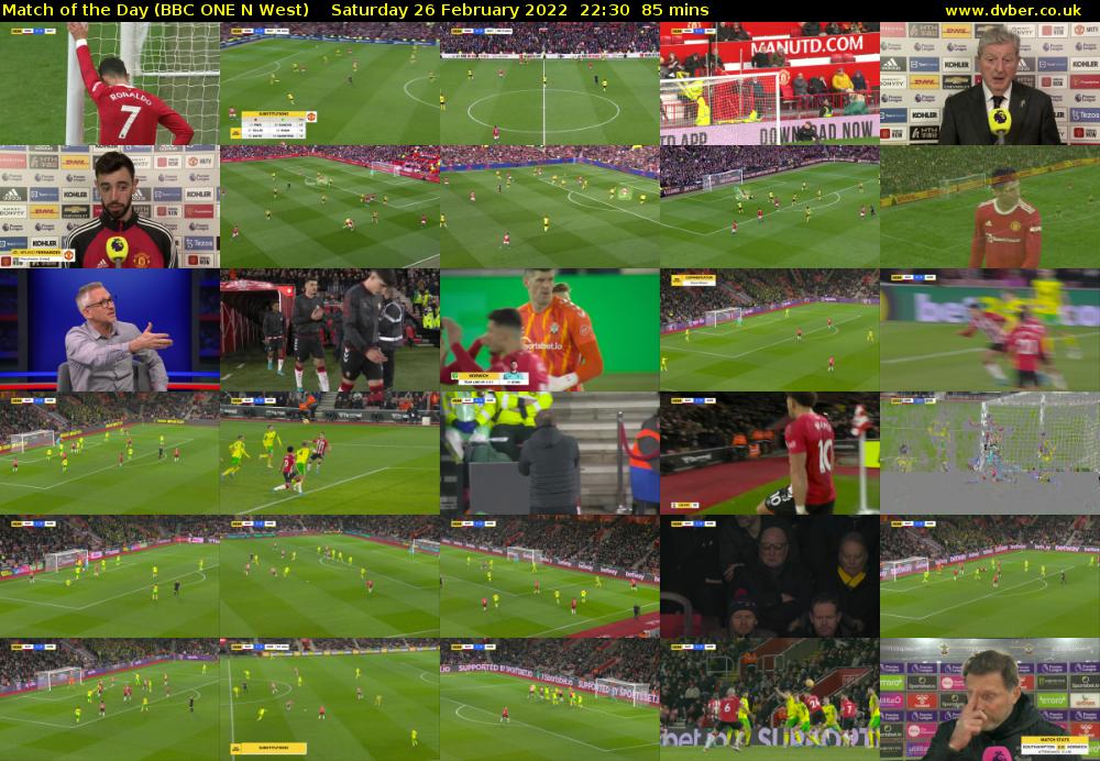 Match of the Day (BBC ONE N West) Saturday 26 February 2022 22:30 - 23:55