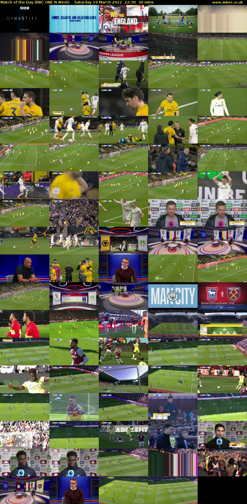 Match of the Day (BBC ONE N West) Saturday 19 March 2022 22:30 - 23:00