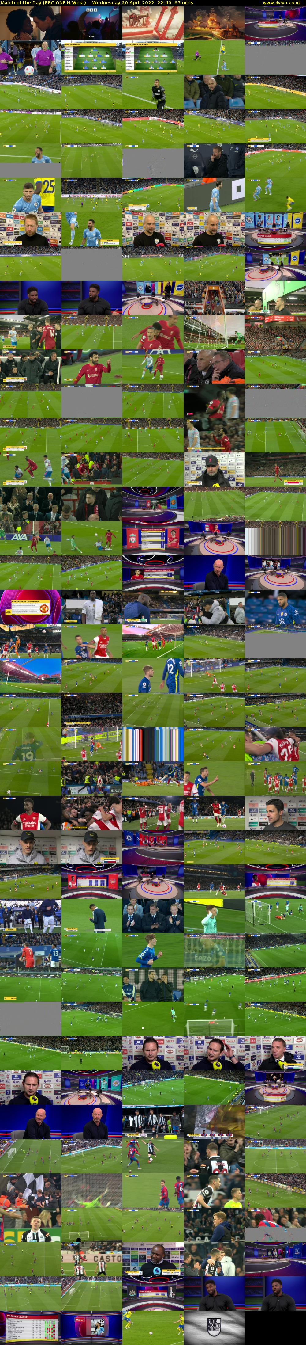 Match of the Day (BBC ONE N West) Wednesday 20 April 2022 22:40 - 23:45
