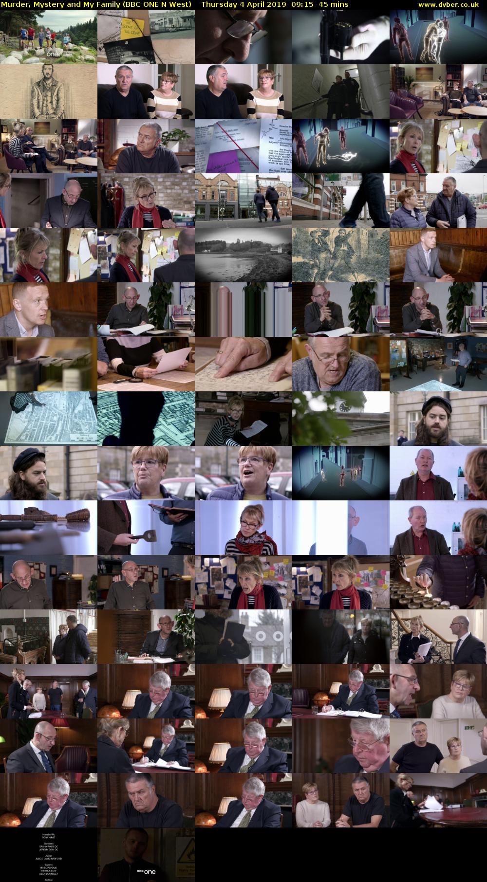 Murder, Mystery and My Family (BBC ONE N West) Thursday 4 April 2019 09:15 - 10:00