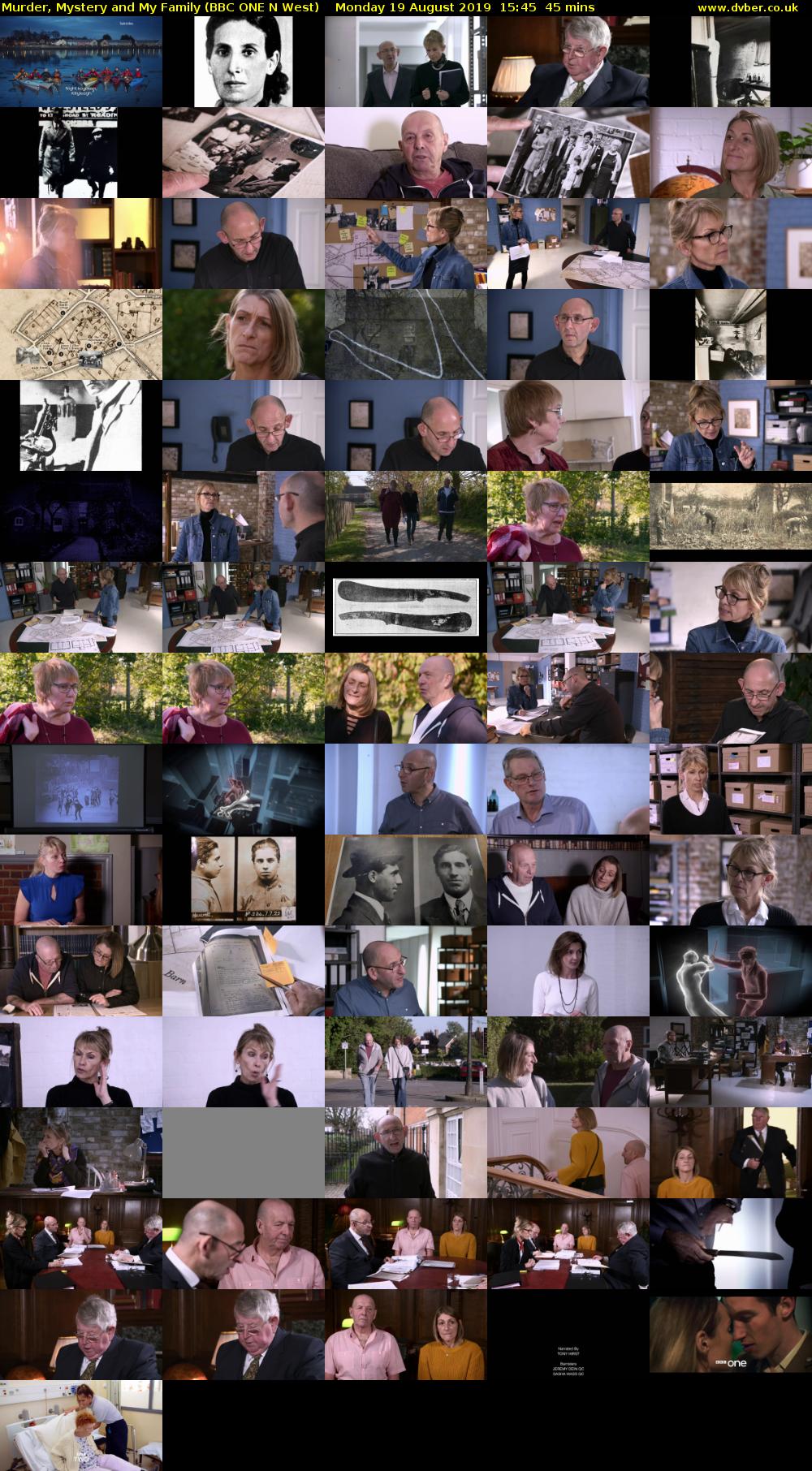 Murder, Mystery and My Family (BBC ONE N West) Monday 19 August 2019 15:45 - 16:30