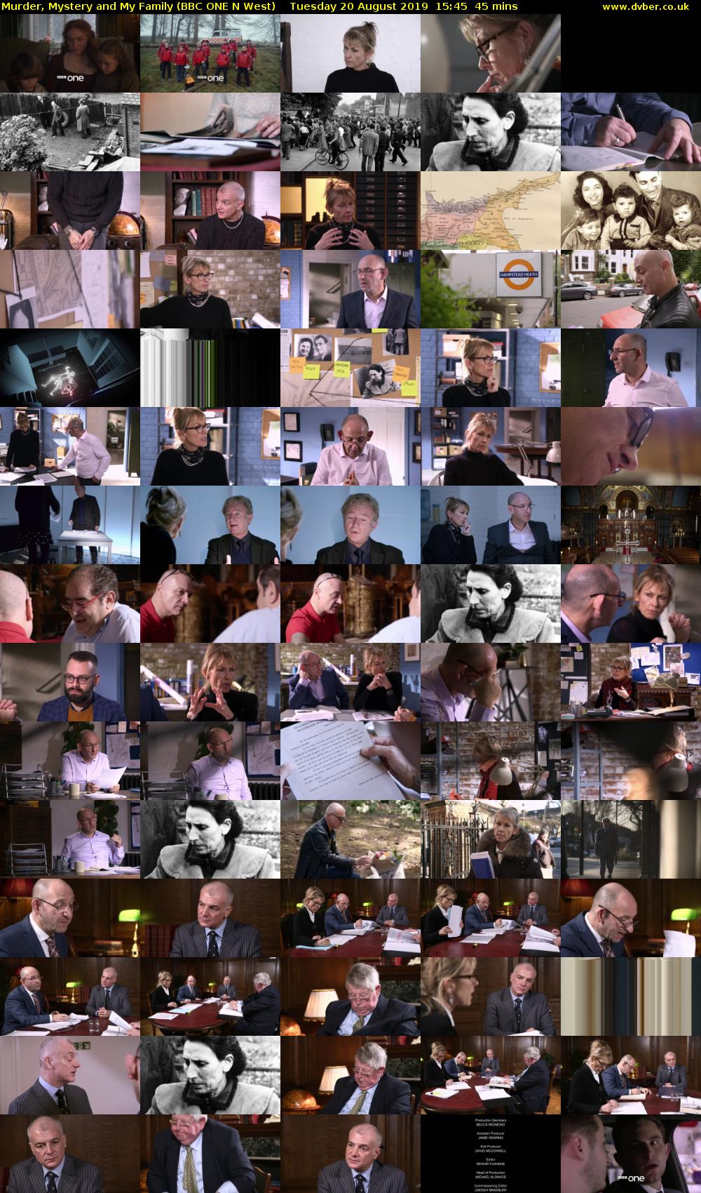Murder, Mystery and My Family (BBC ONE N West) Tuesday 20 August 2019 15:45 - 16:30