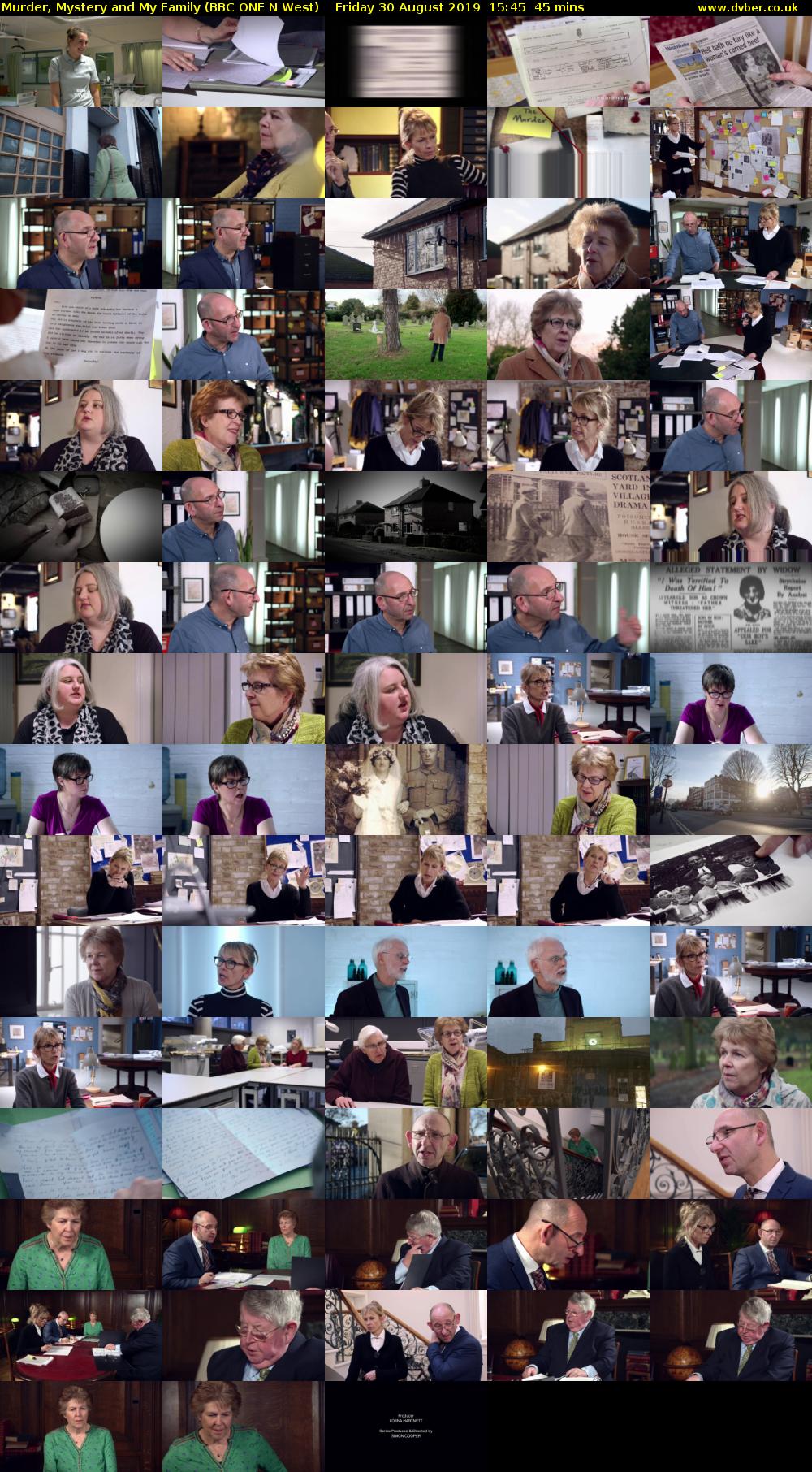 Murder, Mystery and My Family (BBC ONE N West) Friday 30 August 2019 15:45 - 16:30