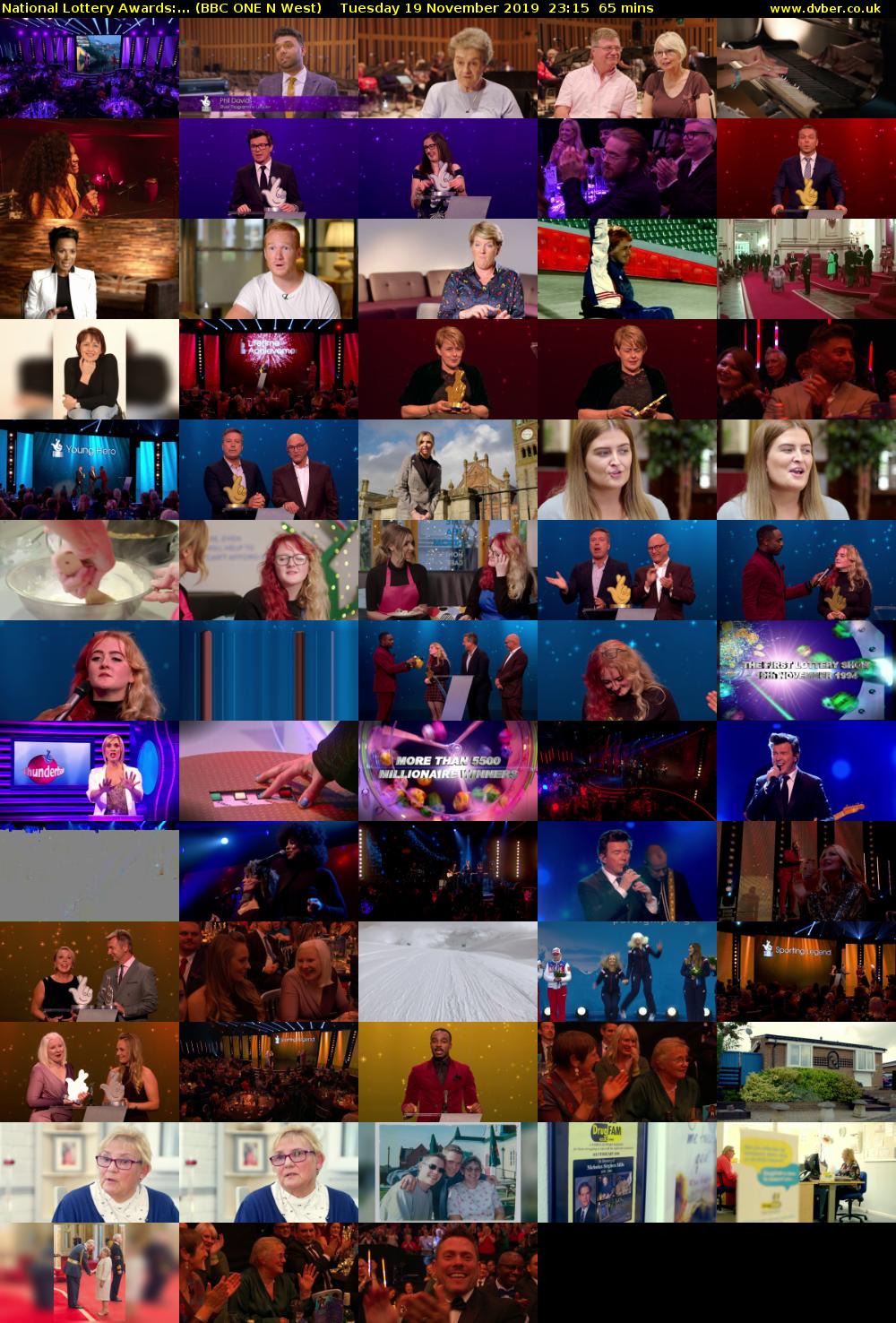 National Lottery Awards:... (BBC ONE N West) Tuesday 19 November 2019 23:15 - 00:20