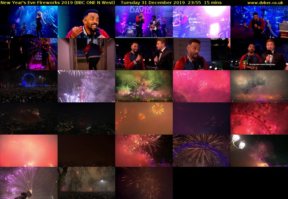 New Year's Eve Fireworks 2019 (BBC ONE N West) Tuesday 31 December 2019 23:55 - 00:10