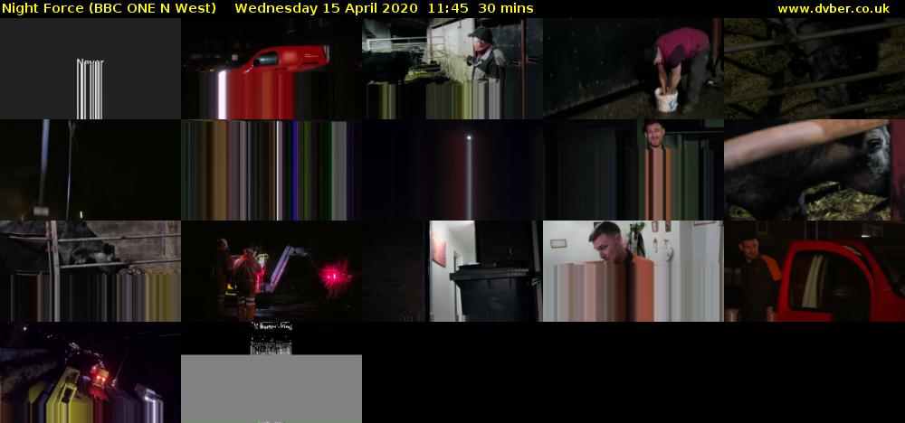 Night Force (BBC ONE N West) Wednesday 15 April 2020 11:45 - 12:15