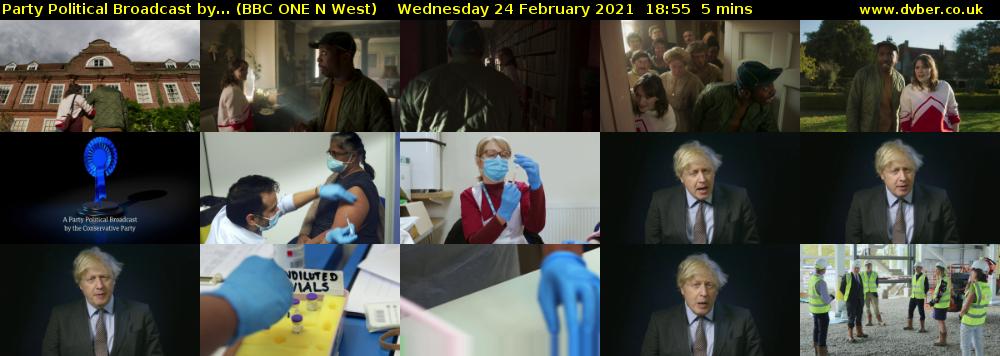 Party Political Broadcast by... (BBC ONE N West) Wednesday 24 February 2021 18:55 - 19:00