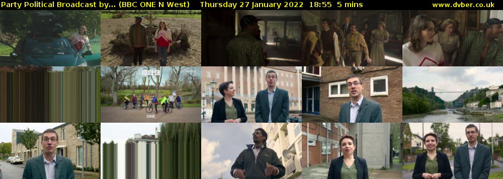 Party Political Broadcast by... (BBC ONE N West) Thursday 27 January 2022 18:55 - 19:00