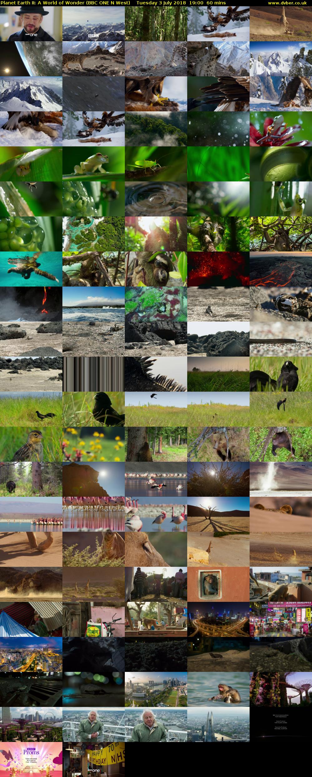 Planet Earth II: A World of Wonder (BBC ONE N West) Tuesday 3 July 2018 19:00 - 20:00
