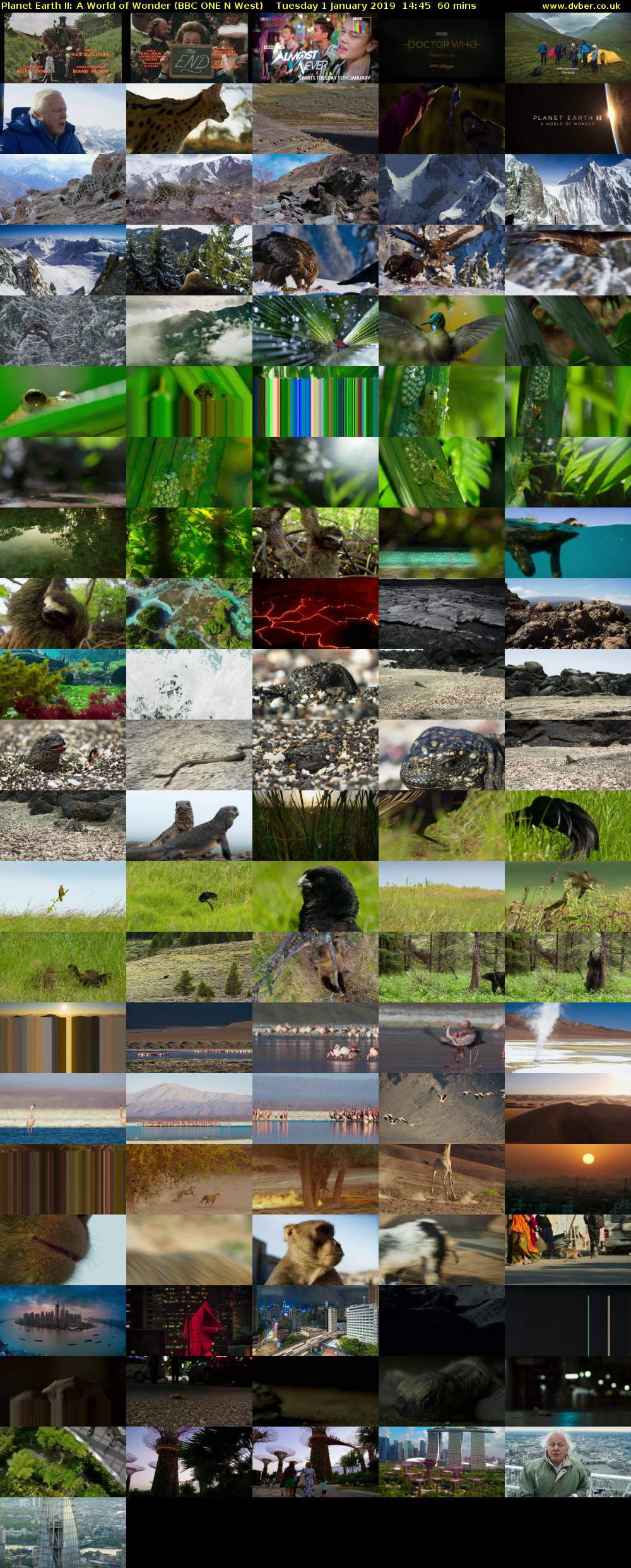 Planet Earth II: A World of Wonder (BBC ONE N West) Tuesday 1 January 2019 14:45 - 15:45