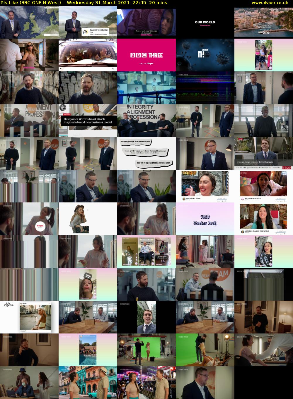 Pls Like (BBC ONE N West) Wednesday 31 March 2021 22:45 - 23:05