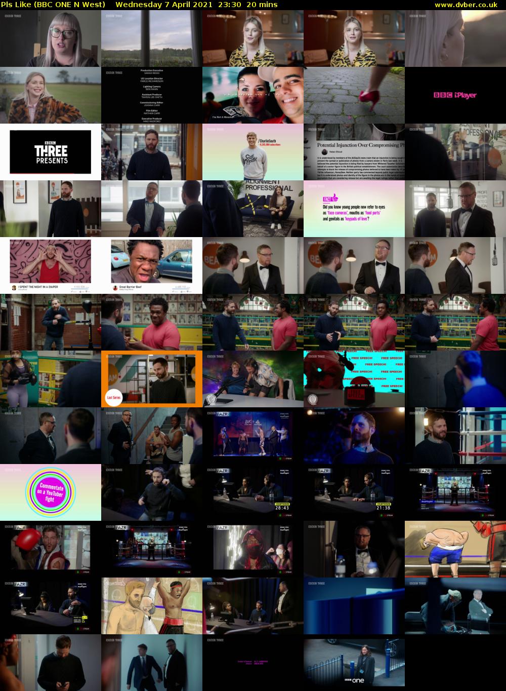 Pls Like (BBC ONE N West) Wednesday 7 April 2021 23:30 - 23:50