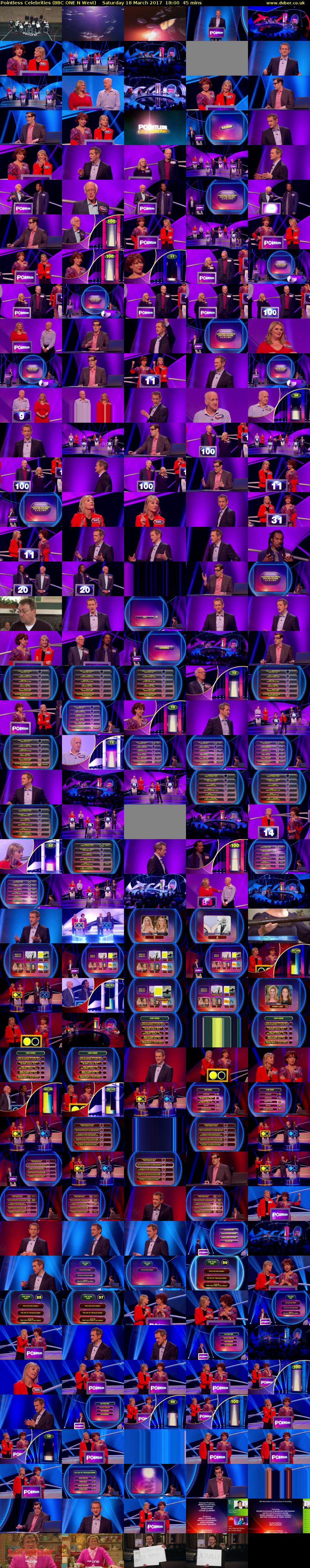 Pointless Celebrities (BBC ONE N West) Saturday 18 March 2017 18:00 - 18:45