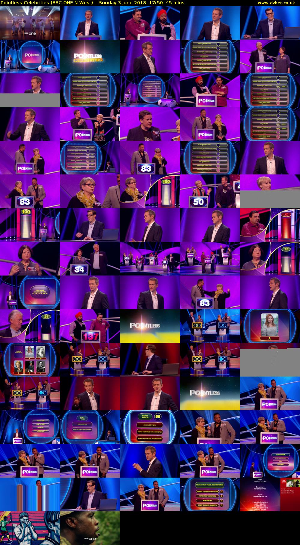 Pointless Celebrities (BBC ONE N West) Sunday 3 June 2018 17:50 - 18:35
