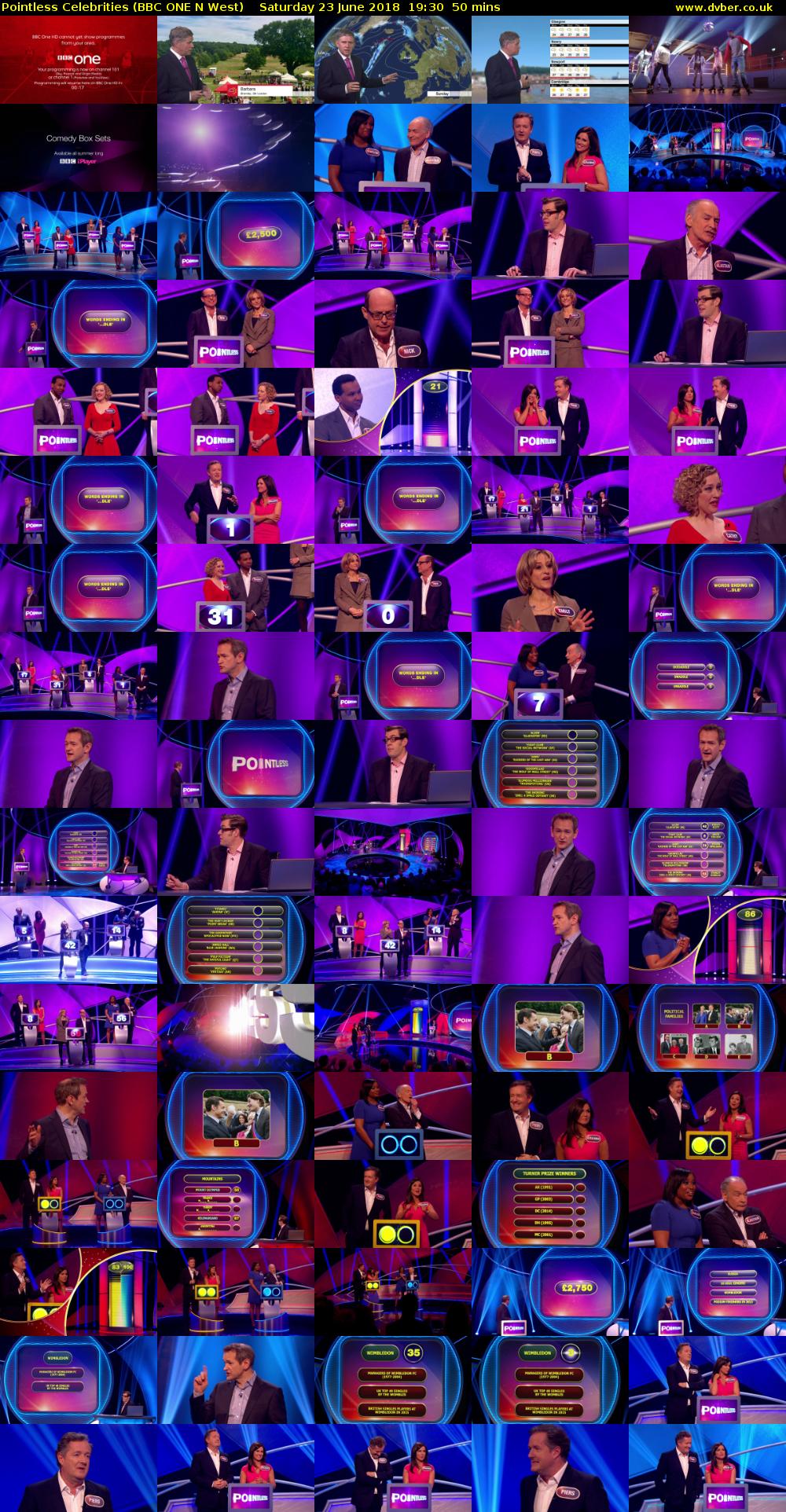 Pointless Celebrities (BBC ONE N West) Saturday 23 June 2018 19:30 - 20:20