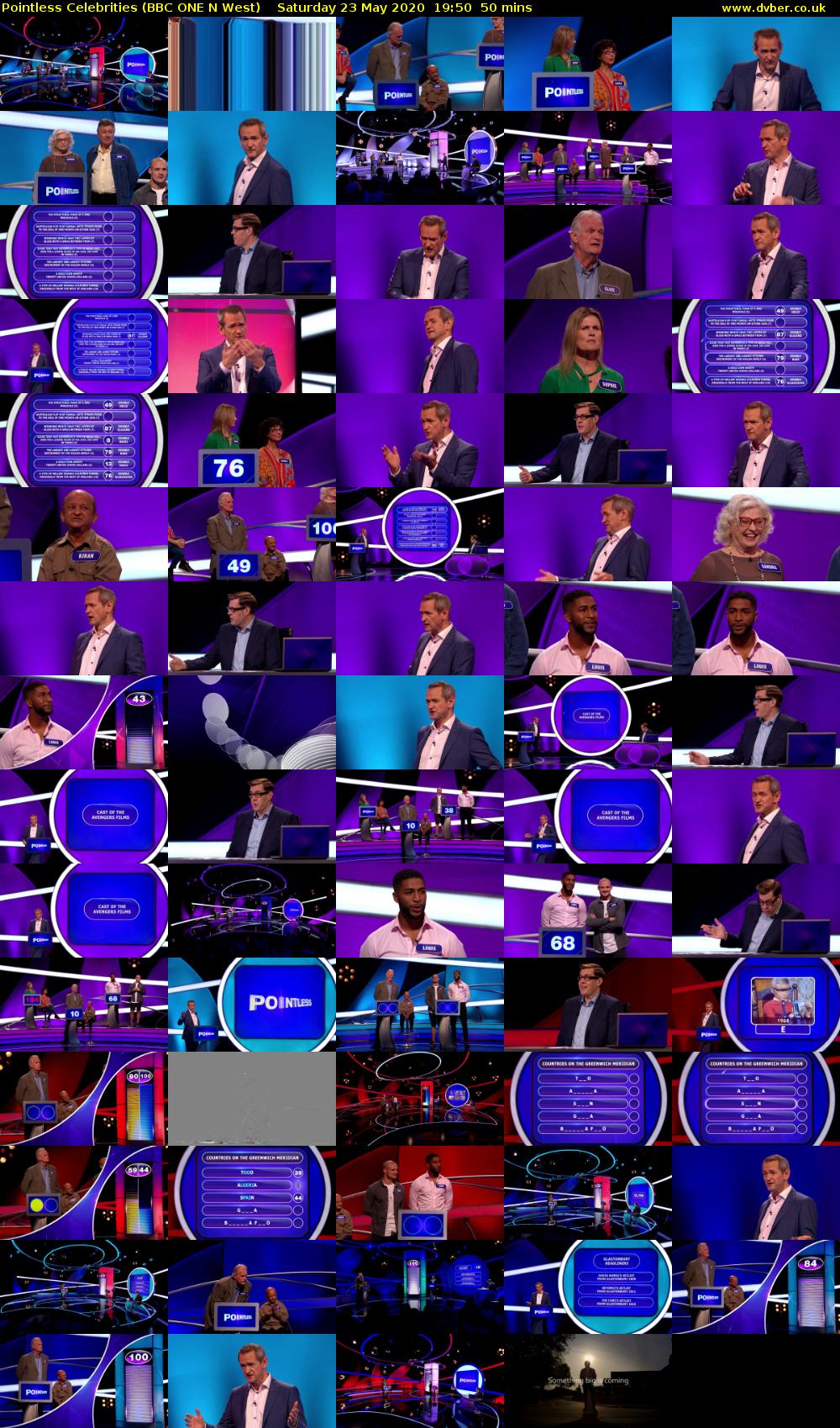 Pointless Celebrities (BBC ONE N West) Saturday 23 May 2020 19:50 - 20:40