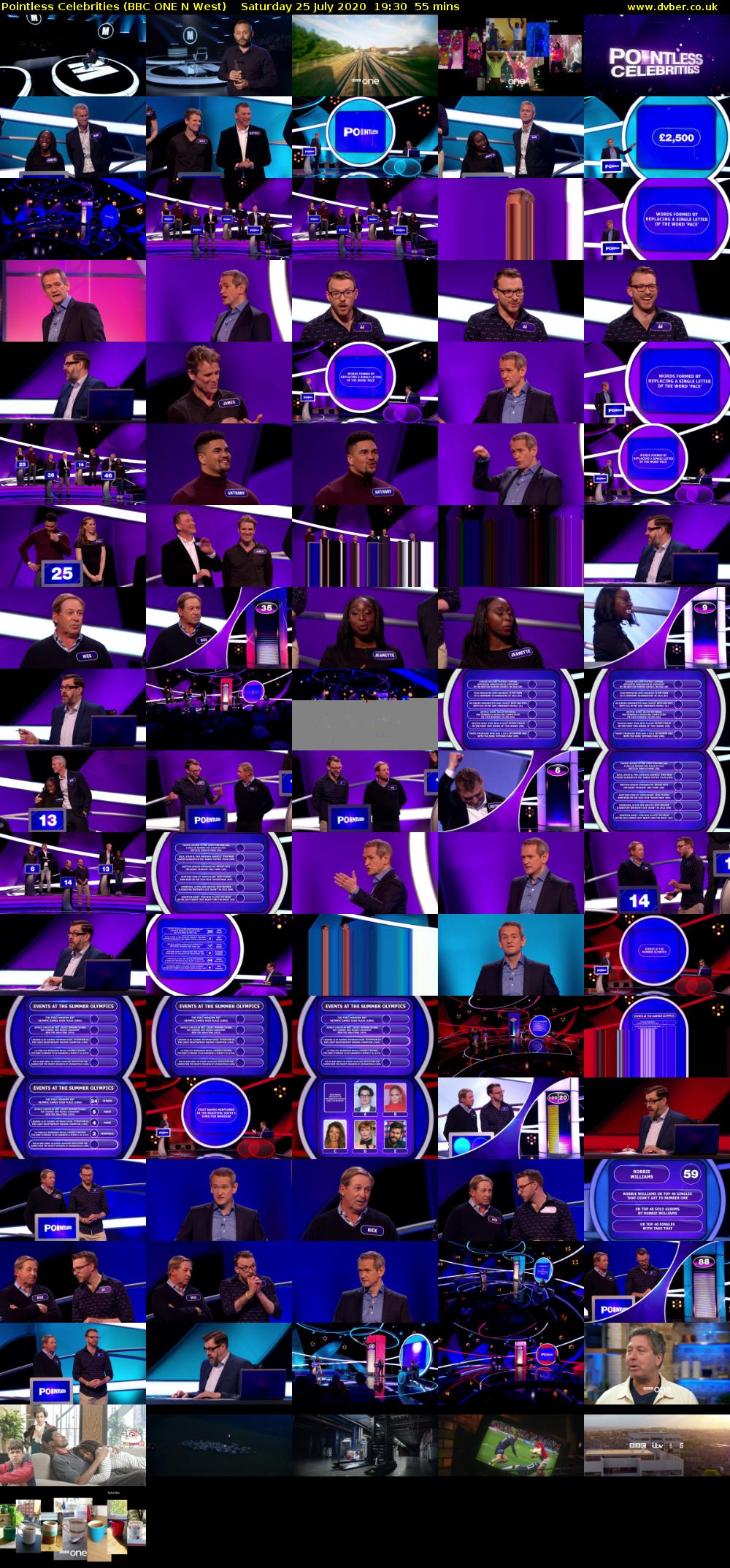 Pointless Celebrities (BBC ONE N West) Saturday 25 July 2020 19:30 - 20:25