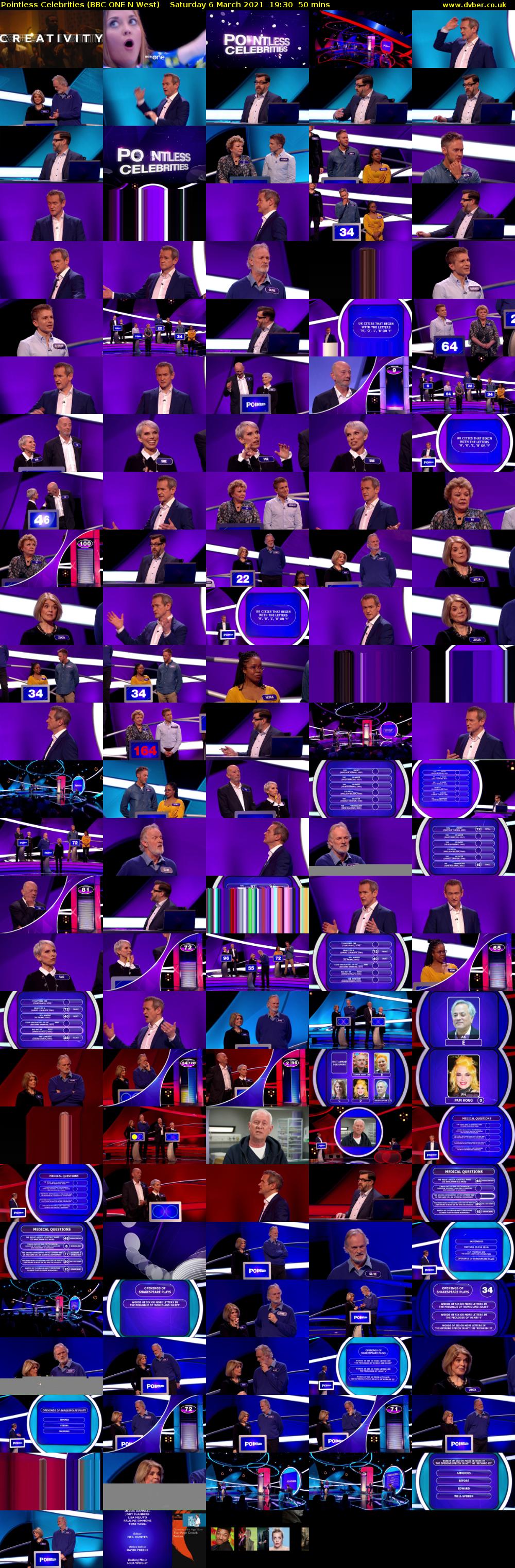 Pointless Celebrities (BBC ONE N West) Saturday 6 March 2021 19:30 - 20:20