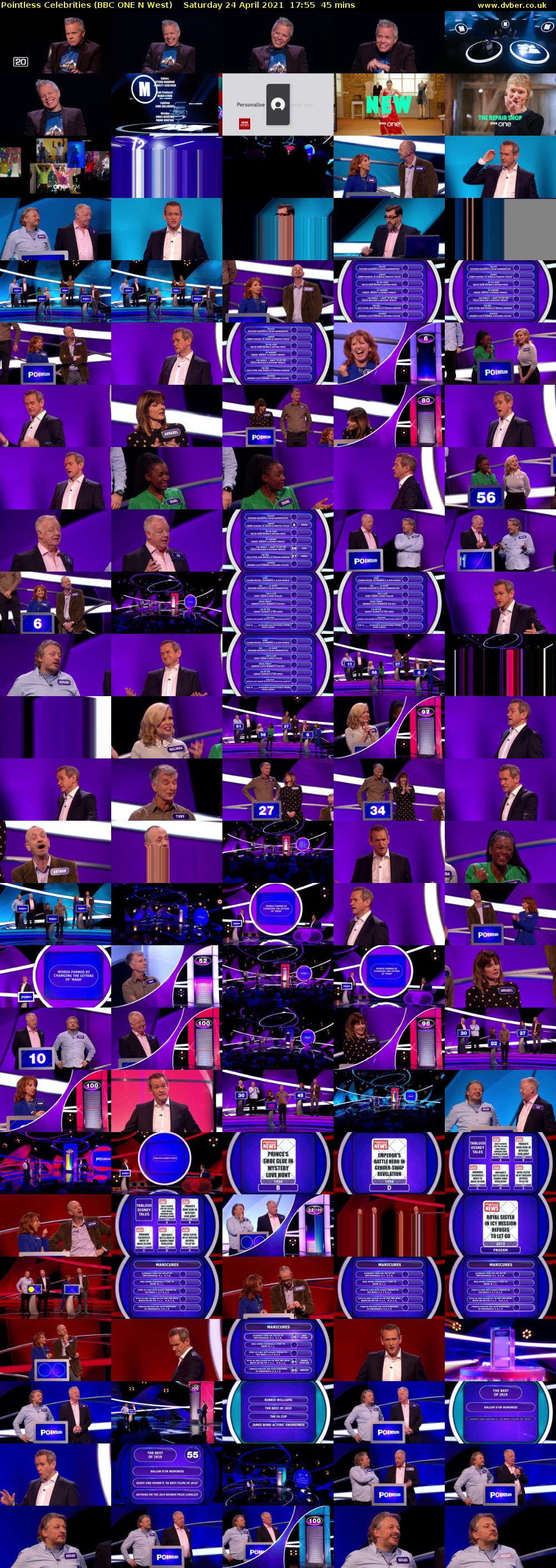 Pointless Celebrities (BBC ONE N West) Saturday 24 April 2021 17:55 - 18:40