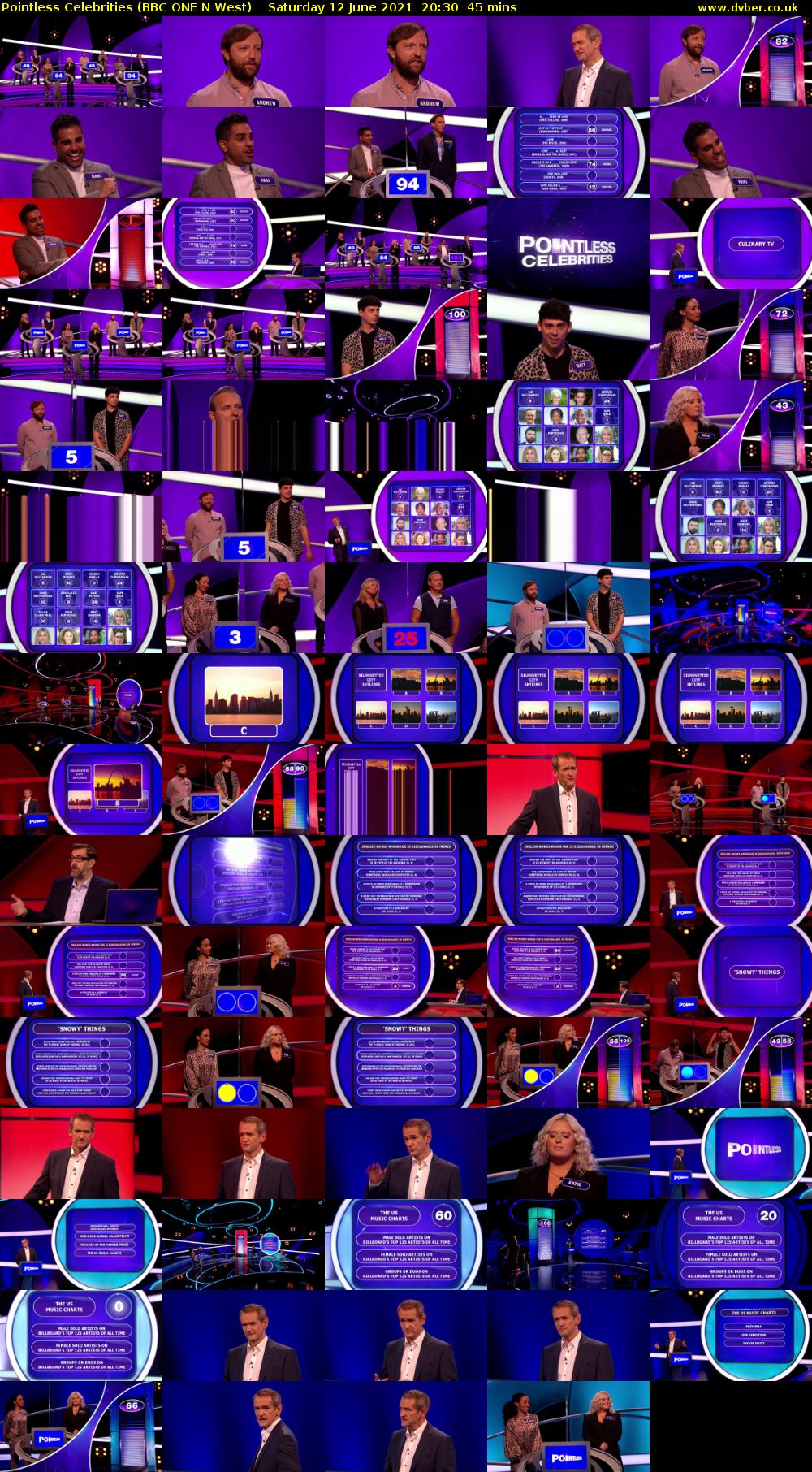 Pointless Celebrities (BBC ONE N West) Saturday 12 June 2021 20:30 - 21:15