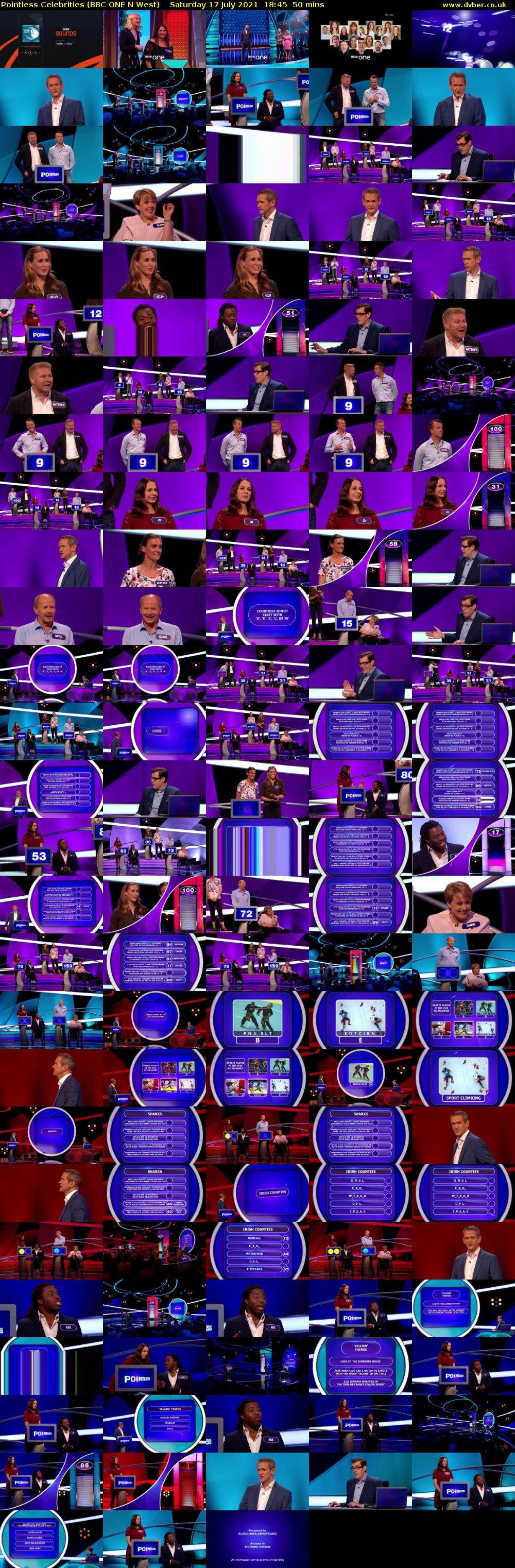 Pointless Celebrities (BBC ONE N West) Saturday 17 July 2021 18:45 - 19:35