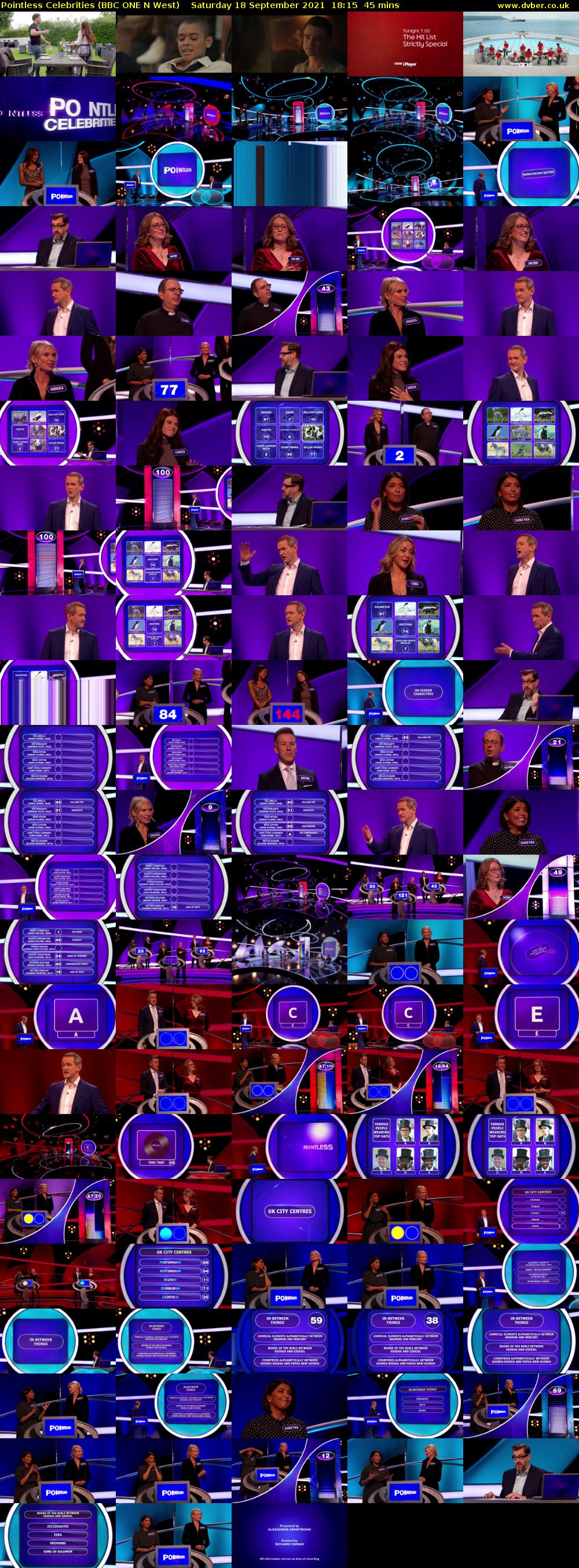 Pointless Celebrities (BBC ONE N West) Saturday 18 September 2021 18:15 - 19:00