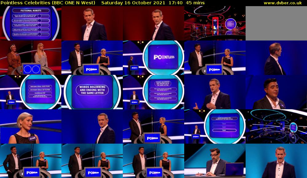 Pointless Celebrities (BBC ONE N West) Saturday 16 October 2021 17:40 - 18:25