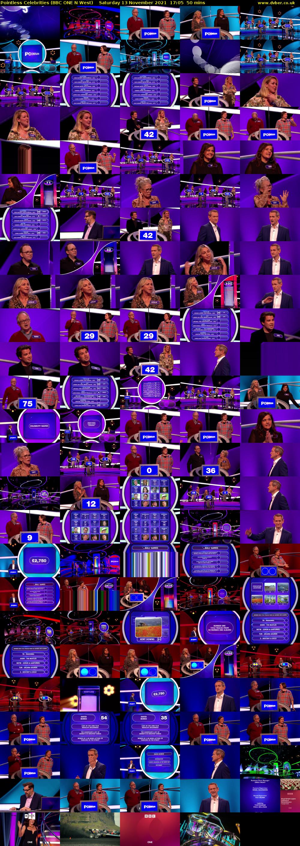 Pointless Celebrities (BBC ONE N West) Saturday 13 November 2021 17:05 - 17:55