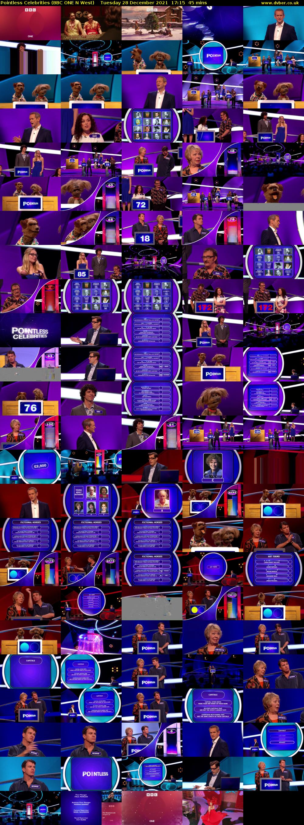 Pointless Celebrities (BBC ONE N West) Tuesday 28 December 2021 17:15 - 18:00