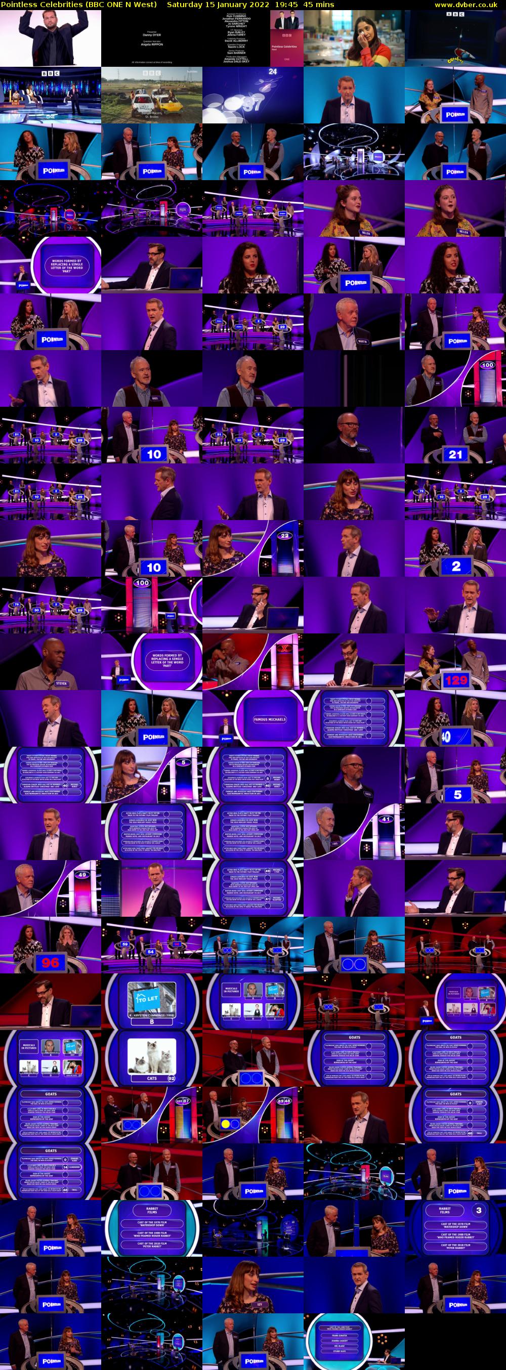 Pointless Celebrities (BBC ONE N West) Saturday 15 January 2022 19:45 - 20:30