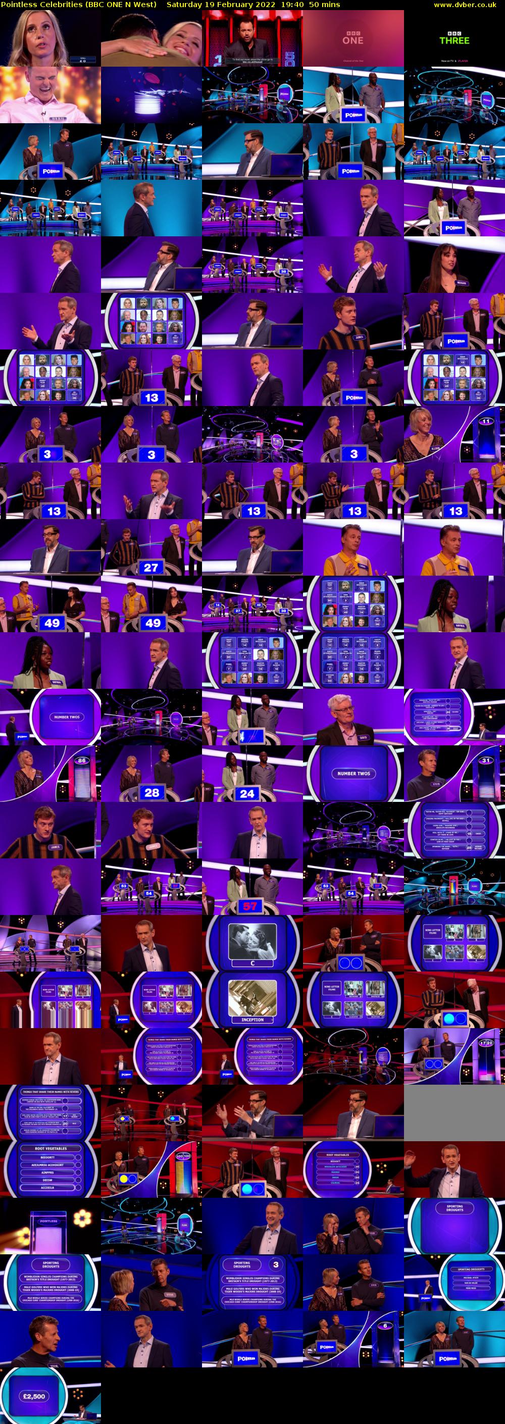 Pointless Celebrities (BBC ONE N West) Saturday 19 February 2022 19:40 - 20:30