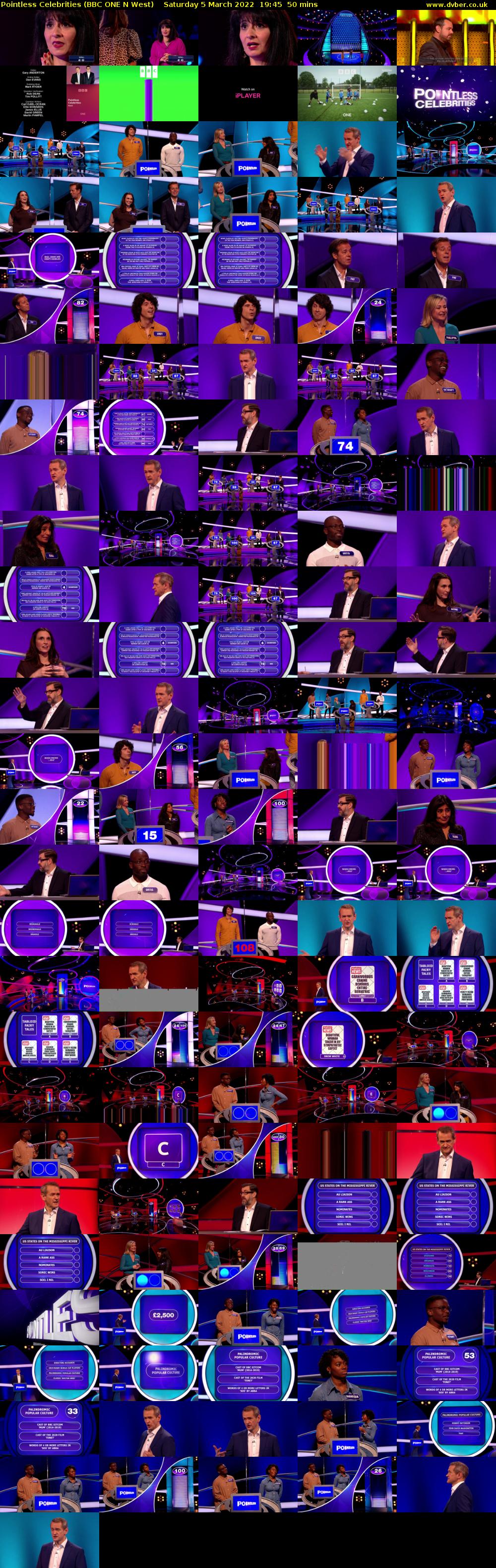 Pointless Celebrities (BBC ONE N West) Saturday 5 March 2022 19:45 - 20:35