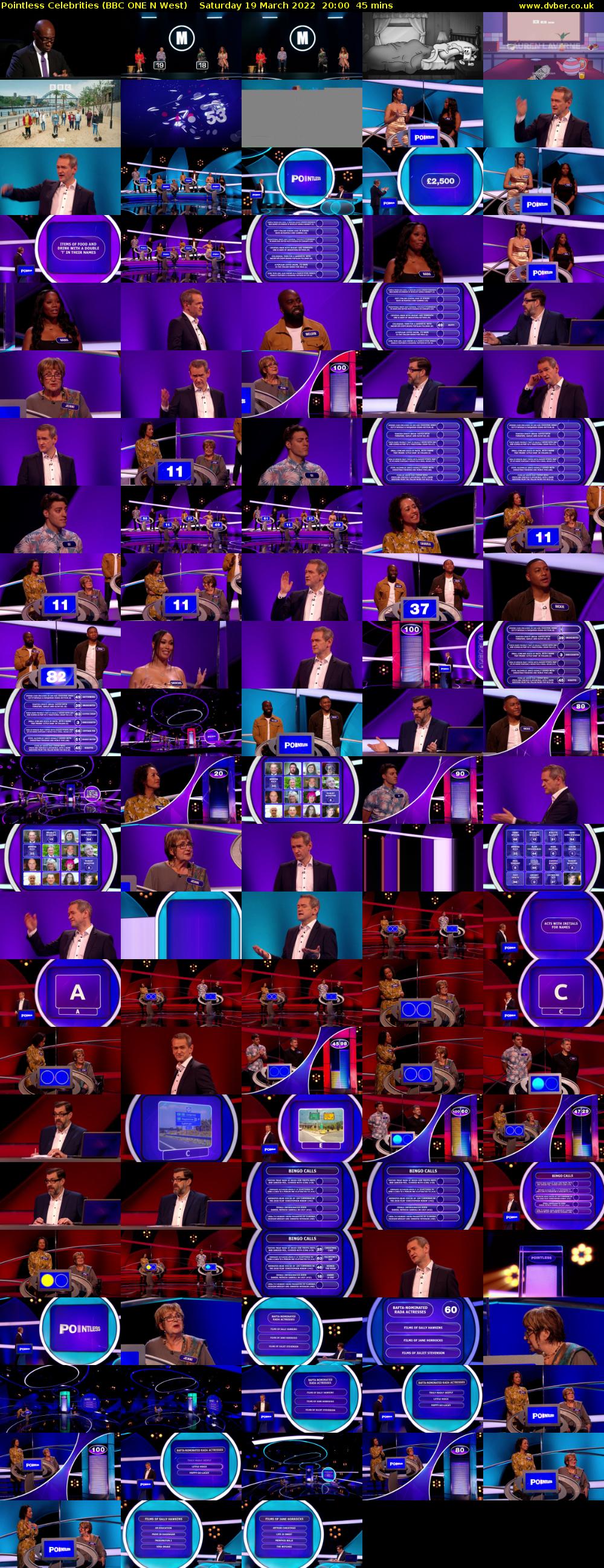 Pointless Celebrities (BBC ONE N West) Saturday 19 March 2022 20:00 - 20:45