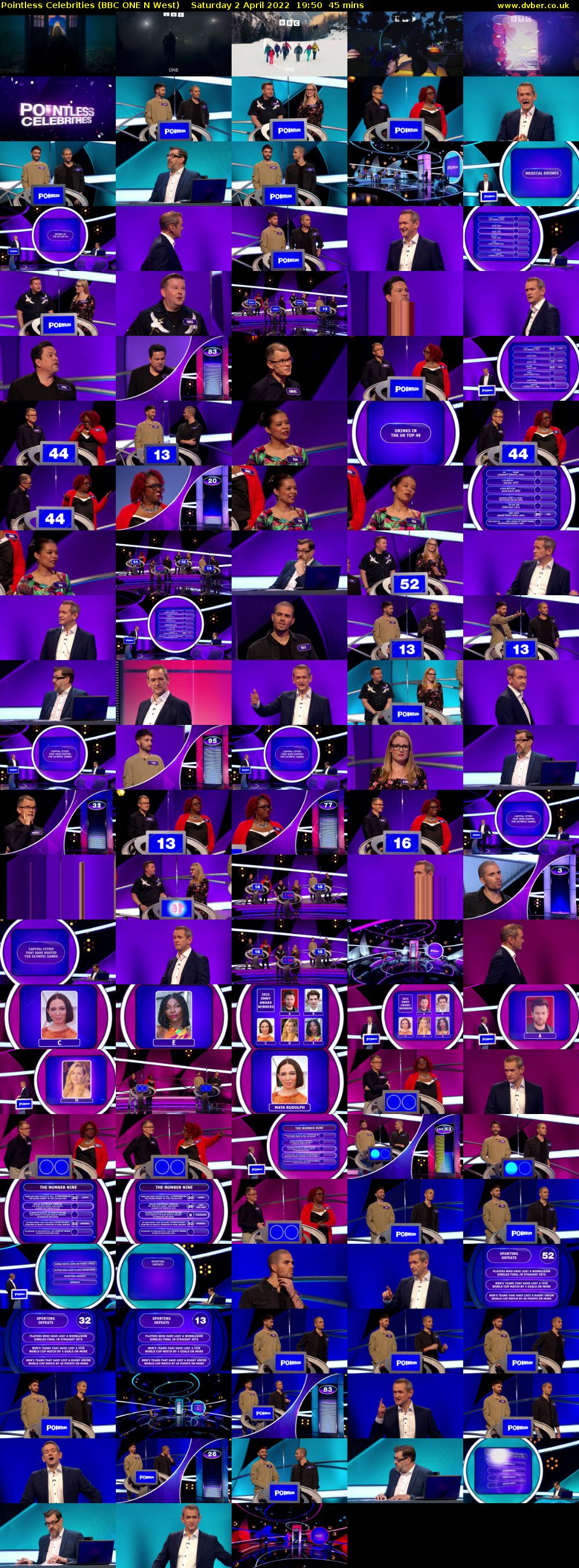 Pointless Celebrities (BBC ONE N West) Saturday 2 April 2022 19:50 - 20:35