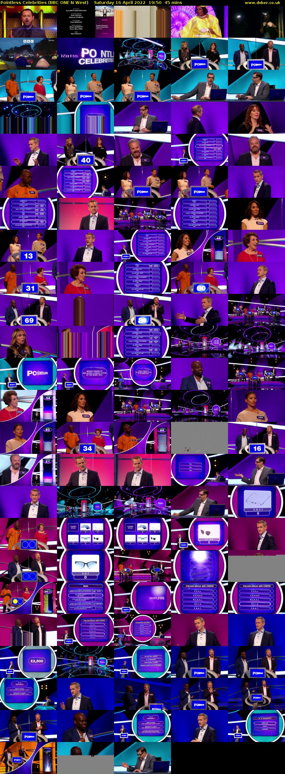 Pointless Celebrities (BBC ONE N West) Saturday 16 April 2022 19:50 - 20:35
