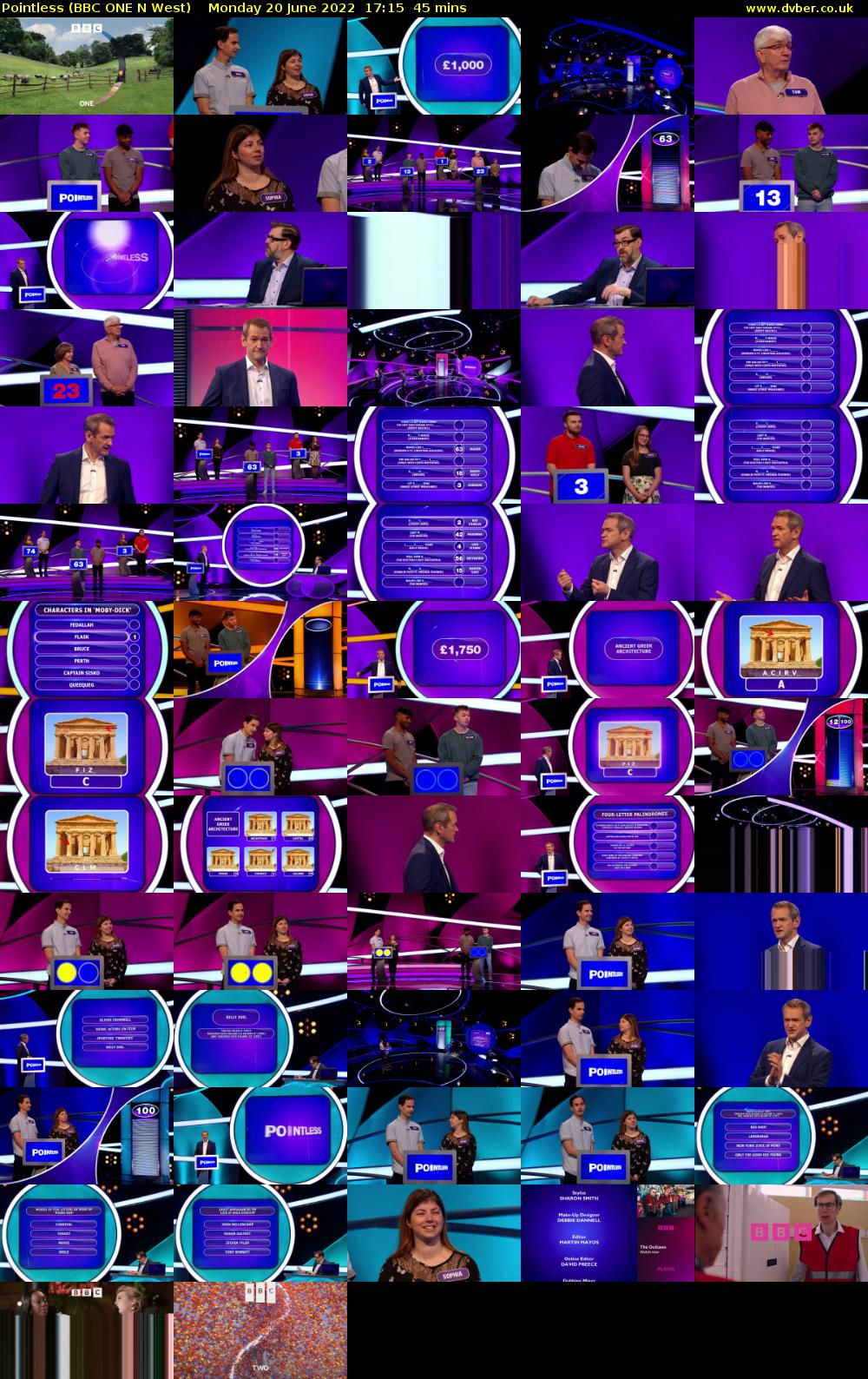 Pointless (BBC ONE N West) Monday 20 June 2022 17:15 - 18:00