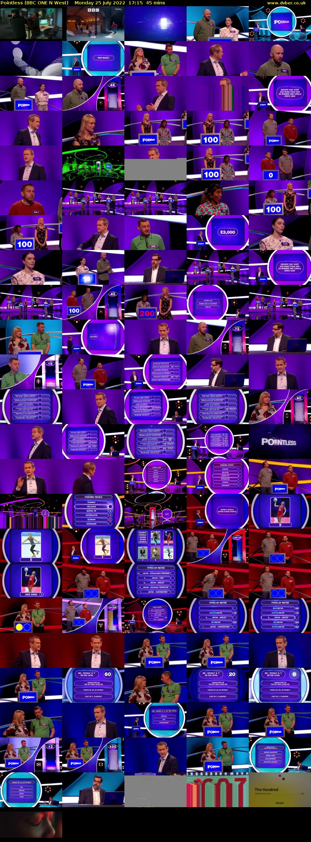 Pointless (BBC ONE N West) Monday 25 July 2022 17:15 - 18:00