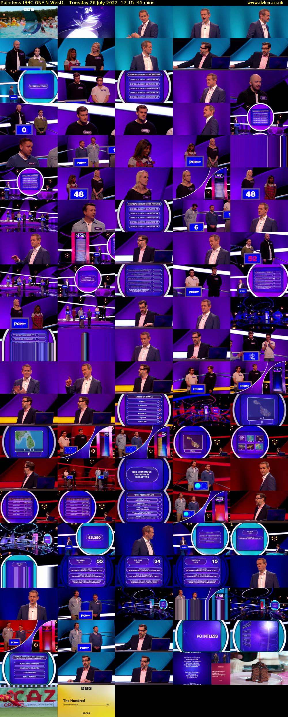 Pointless (BBC ONE N West) Tuesday 26 July 2022 17:15 - 18:00