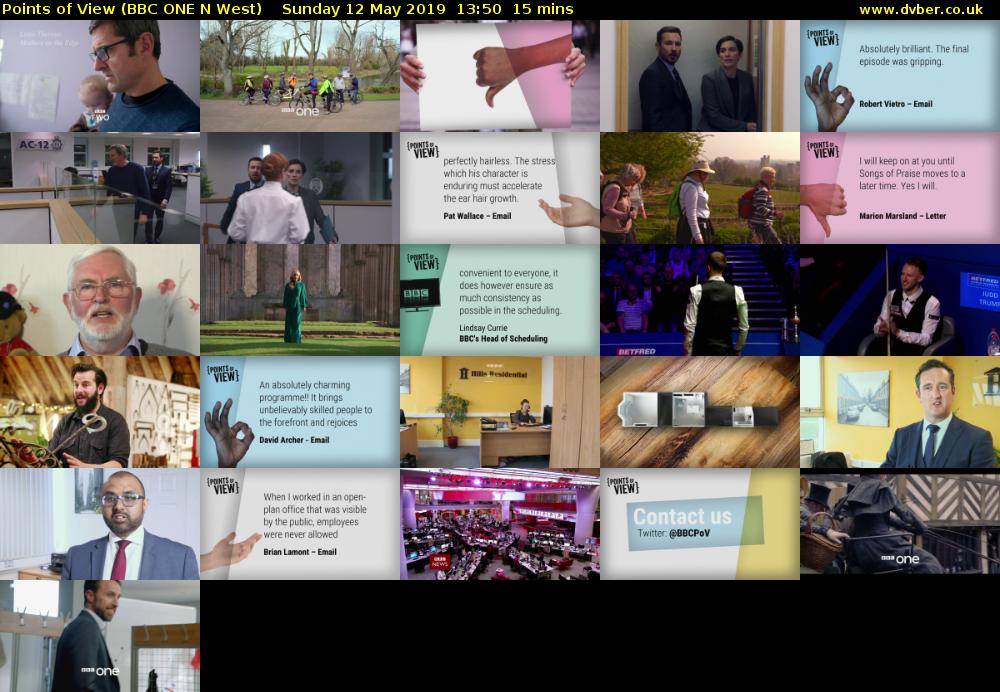 Points of View (BBC ONE N West) Sunday 12 May 2019 13:50 - 14:05
