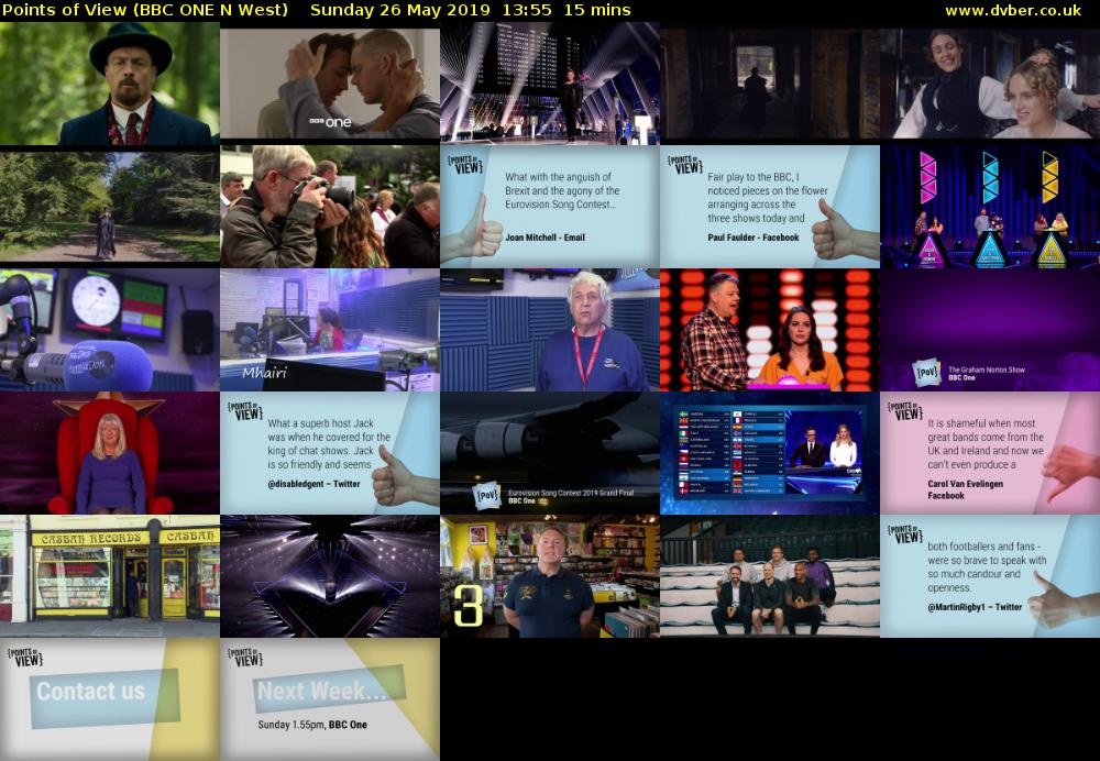 Points of View (BBC ONE N West) Sunday 26 May 2019 13:55 - 14:10