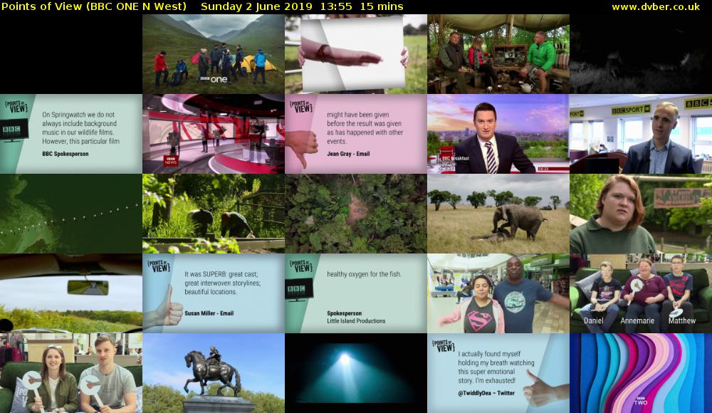 Points of View (BBC ONE N West) Sunday 2 June 2019 13:55 - 14:10