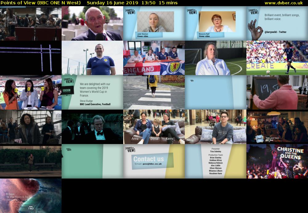 Points of View (BBC ONE N West) Sunday 16 June 2019 13:50 - 14:05