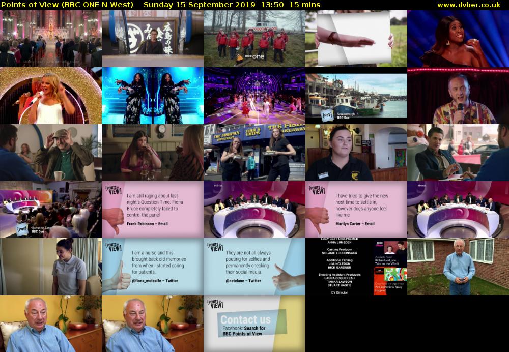 Points of View (BBC ONE N West) Sunday 15 September 2019 13:50 - 14:05
