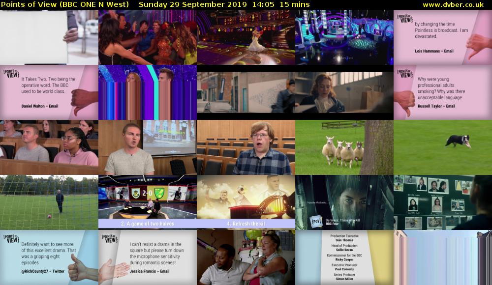 Points of View (BBC ONE N West) Sunday 29 September 2019 14:05 - 14:20