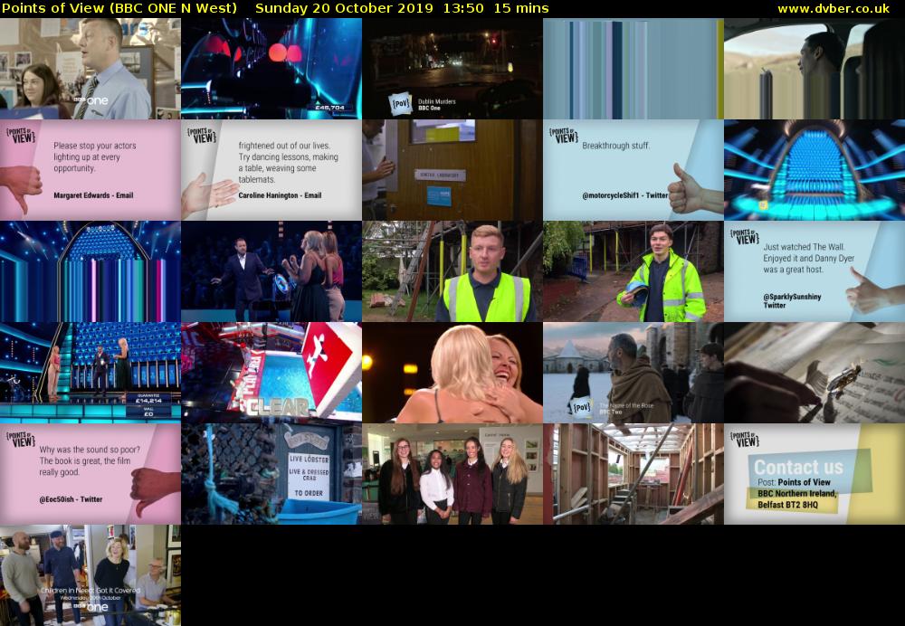 Points of View (BBC ONE N West) Sunday 20 October 2019 13:50 - 14:05