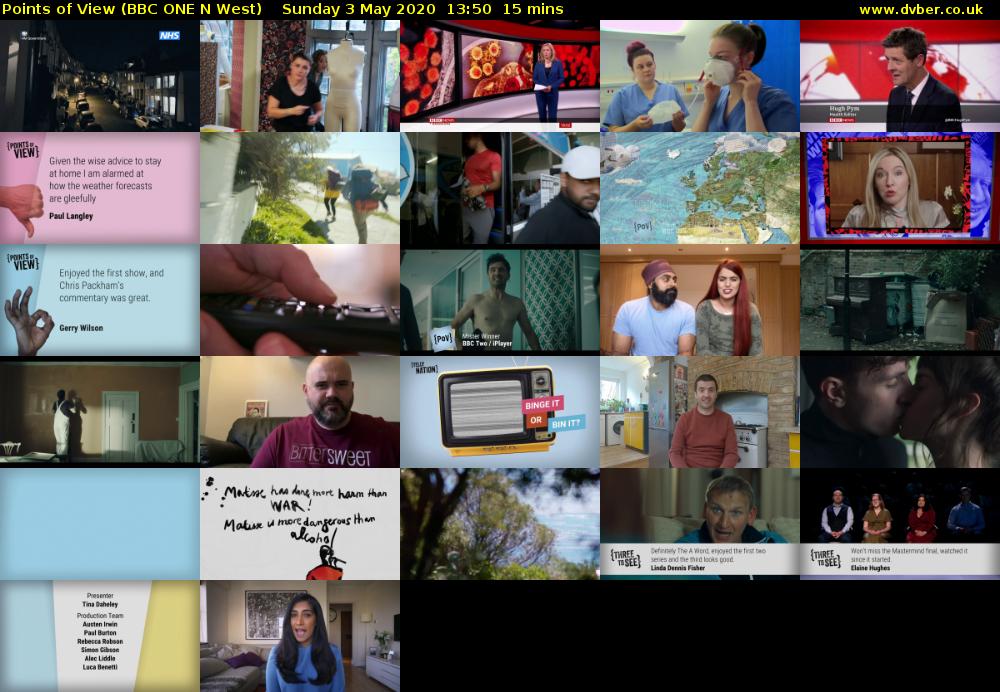 Points of View (BBC ONE N West) Sunday 3 May 2020 13:50 - 14:05