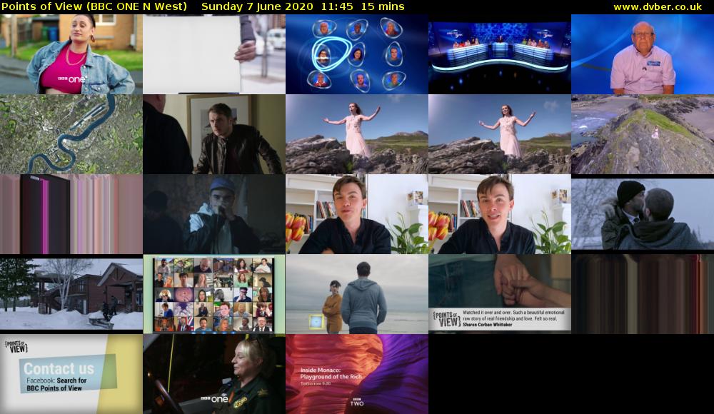 Points of View (BBC ONE N West) Sunday 7 June 2020 11:45 - 12:00