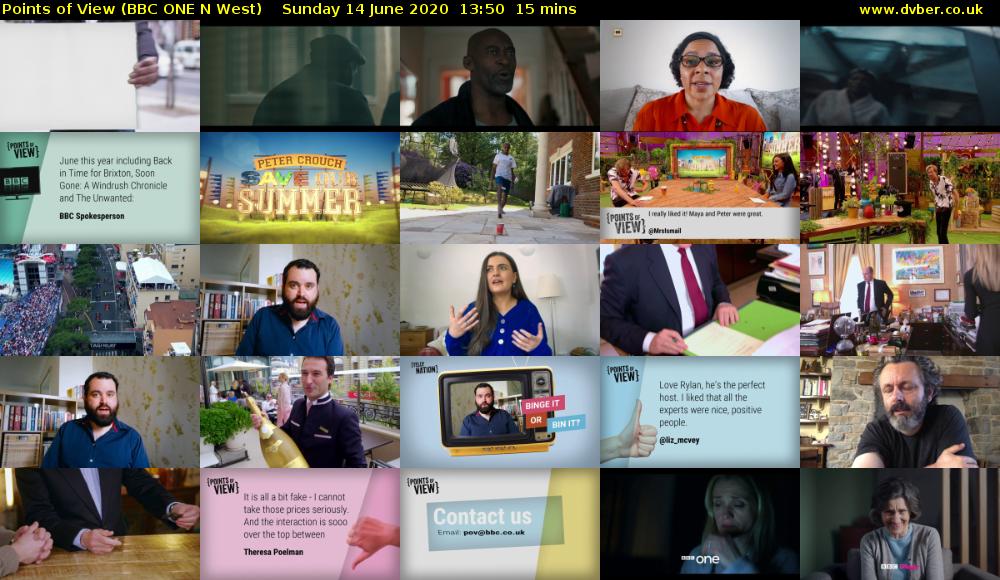 Points of View (BBC ONE N West) Sunday 14 June 2020 13:50 - 14:05
