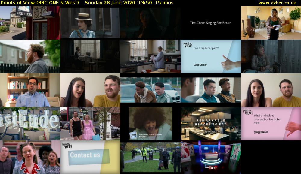 Points of View (BBC ONE N West) Sunday 28 June 2020 13:50 - 14:05