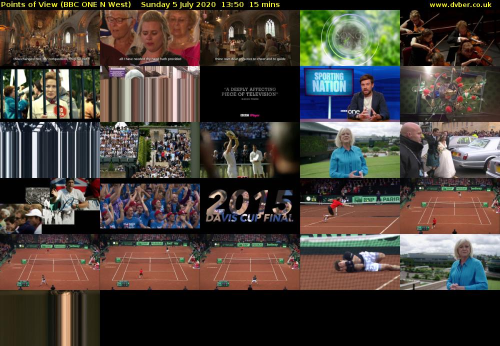 Points of View (BBC ONE N West) Sunday 5 July 2020 13:50 - 14:05